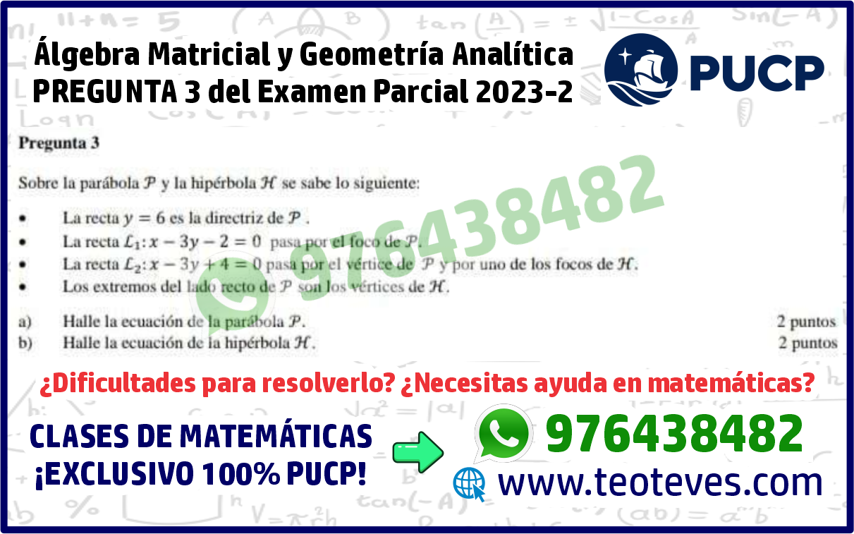 Pregunta 3 Álgebra Matricial y Geometría Analítica AMGA Examen Parcial 2023-2 PUCP Solucionario
